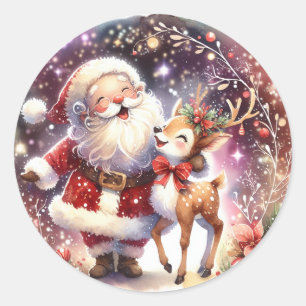 Adesivo Papais noeis de Aquarela, Reindeer, Fita de Natal
