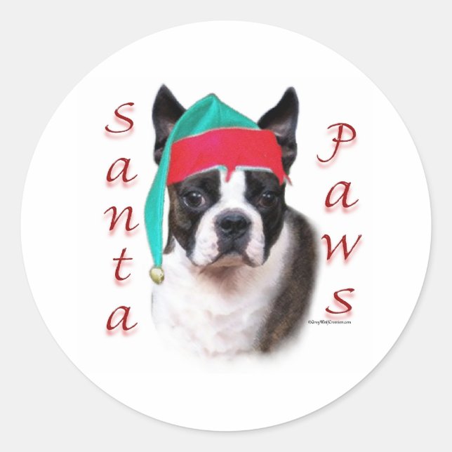 Adesivo Papais noeis de Boston Terrier (Frente)