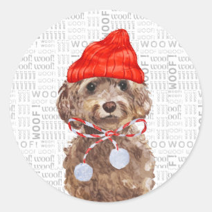 Adesivo Papais noeis de Cachorro Marrom de Cockapoo