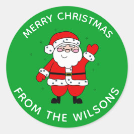 Adesivo Papais noeis de Cartoon Bonitos Verde de Natal