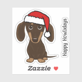 Adesivo Papais noeis de Chocolate Dachshund Feliz Natal