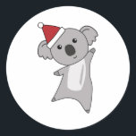 Adesivo Papais noeis De Crianças Cuecas De Natal Koala<br><div class="desc">O coala está com um chapéu de Papai Noel. Os coalas são animais bonitos para o Natal como presentes para crianças.</div>