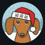 Adesivo Papais noeis de Dachshund Bonitos com Cachorro Esp<br><div class="desc">Espalhe a alegria de férias com este adorável adesivo de Natal! O adesivo apresenta um fofo Doxie vestindo um chapéu vermelho brilhante de Papai Noel com um caimento branco. HO HO HO pode ser personalizado com nome ou outro texto. Estes autocolantes podem ser utilizados para selar envelopes ou embalagens para...</div>
