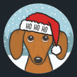 Adesivo Papais noeis de Dachshund Bonitos com Cachorro Esp<br><div class="desc">Espalhe a alegria de férias com este adorável adesivo de Natal! O adesivo apresenta um fofo Doxie vestindo um chapéu vermelho brilhante de Papai Noel com um caimento branco. HO HO HO pode ser personalizado com nome ou outro texto. Estes autocolantes podem ser utilizados para selar envelopes ou embalagens para...</div>