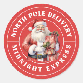 Adesivo Papais noeis de Entrega do Polo Norte Vermelho