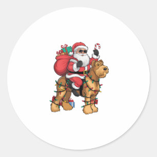 Adesivo Papais noeis De Iluminação Xmas Que Andam Airedale