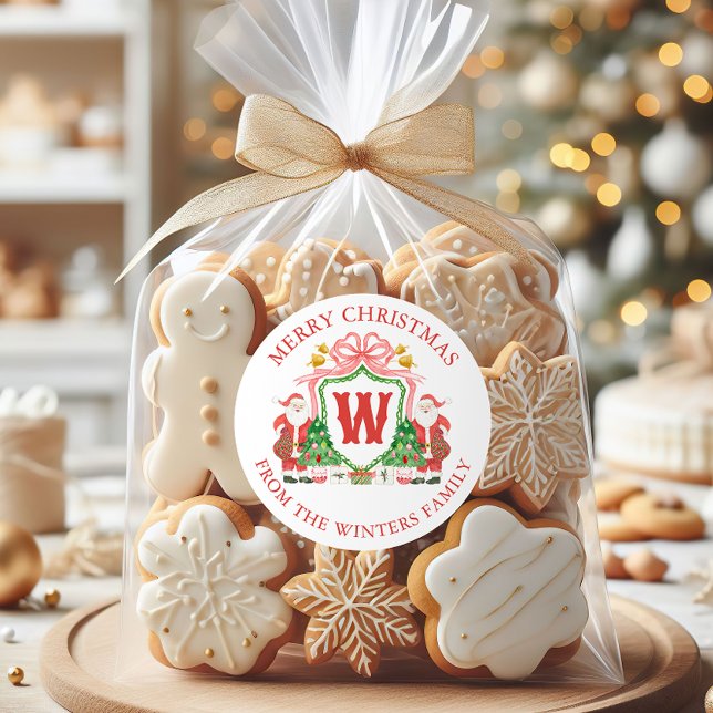 Adesivo Papais noeis de Monograma de Aquarela Festa Natal (Criador carregado)