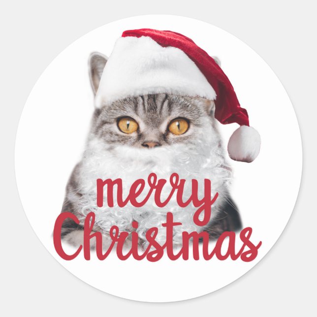 Adesivo papais noeis de natal alegres e vinheta de gato (Frente)