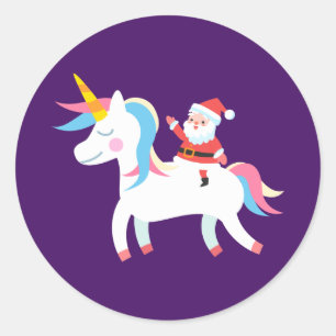 Adesivo Papais noeis de Natal Andando no Unicorn Xmas Meni