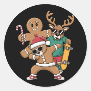 Adesivo Papais noeis de Natal Bear Skate Reindeer Xmas