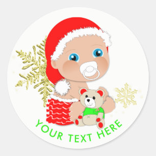 Adesivo Papais noeis de Natal bonitos, bebê personalizado