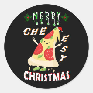 Adesivo Papais noeis de Natal Cheesy feliz Pizza Natal