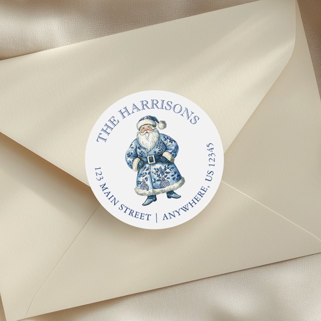 Adesivo Papais noeis de Natal da Chinoiserie Azul e Branca (Criador carregado)