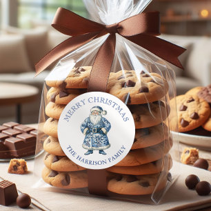 Adesivo Papais noeis de Natal da Chinoiserie Azul e Branca