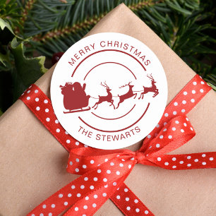 Adesivo Papais noeis de Natal e Nome da Família de Reenas