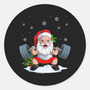 Adesivo Papais noeis de Natal Elevador de Peso Xmas Gym Li