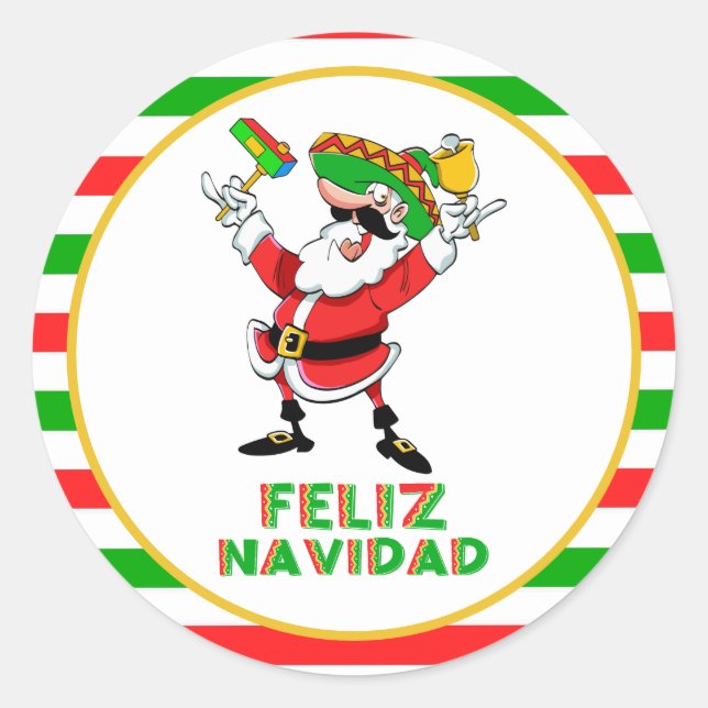 Adesivo Papais noeis de Natal Feliz Navidad do México (Frente)