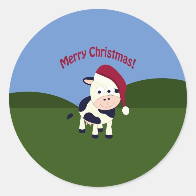 Adesivo Papais noeis de Natal Feliz Vaca (Frente)