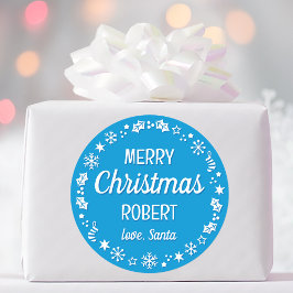 Adesivo Papais noeis de Natal Nome Personalizado Azul