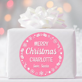 Adesivo Papais noeis de Natal - Nome Personalizado Rosa