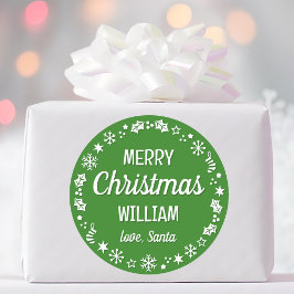 Adesivo Papais noeis de Natal Nome Personalizado Verde