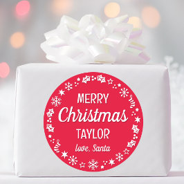 Adesivo Papais noeis de Natal Nome Personalizado Vermelho