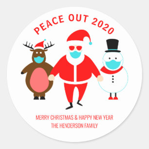 Adesivo Papais noeis de Natal Peace Out 2020 encaram a má