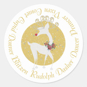 Adesivo Papais noeis de Natal Reindeer Rudolph Poinsettia