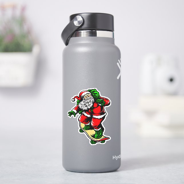 Adesivo Papais noeis de skate Vermelho Verde de 4" Beijo C (HidroFlask)