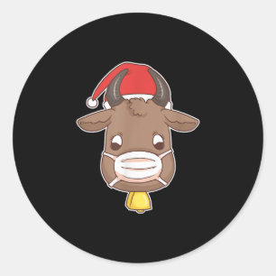 Adesivo Papais noeis de Vaca de Natal Vestindo Fazenda de 