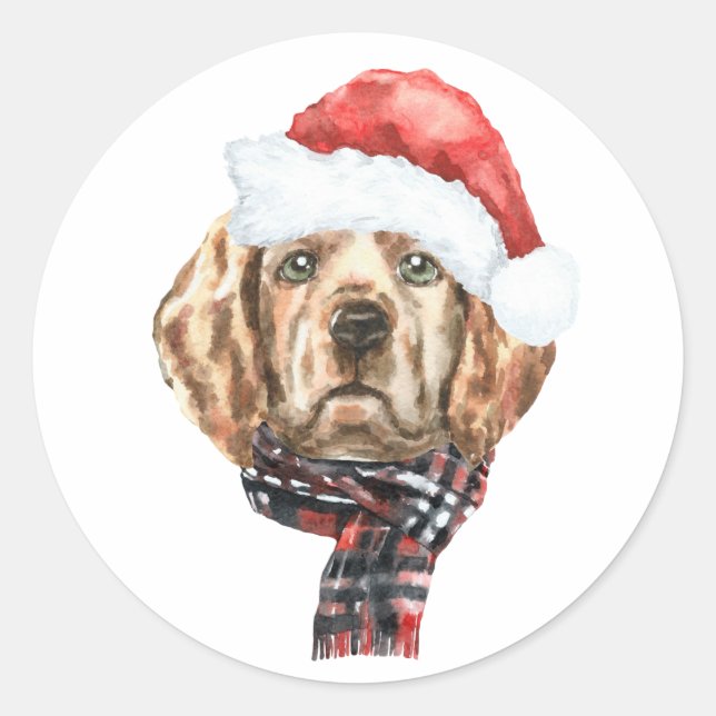 Adesivo Papais noeis de varejo de Ouro de Aquarela Natal (Frente)