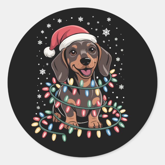 Adesivo Papais noeis do Cachshund Xmas Wiener (Frente)