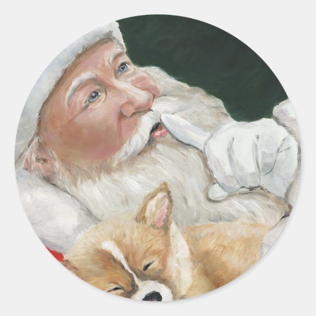Adesivo Papais noeis e Corgi Pup Christmas Sticker (Frente)