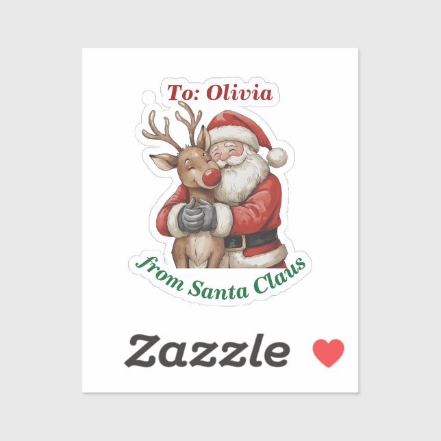 Adesivo Papais noeis e renas bonitos Natal personalizado d (Folha)