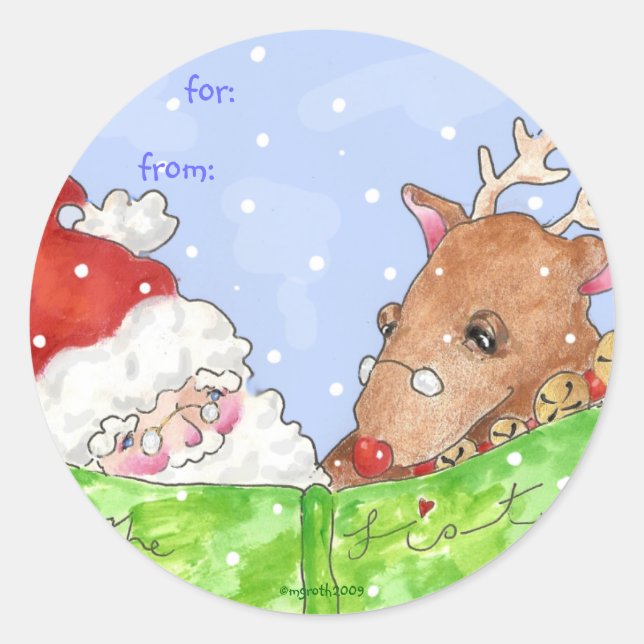 Adesivo Papais noeis e Rudolf com a lista (Frente)