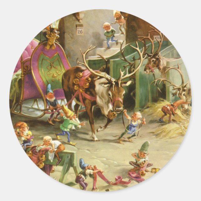 Adesivo Papais noeis Elves Pronta Sua Altura e Reindeer (Frente)