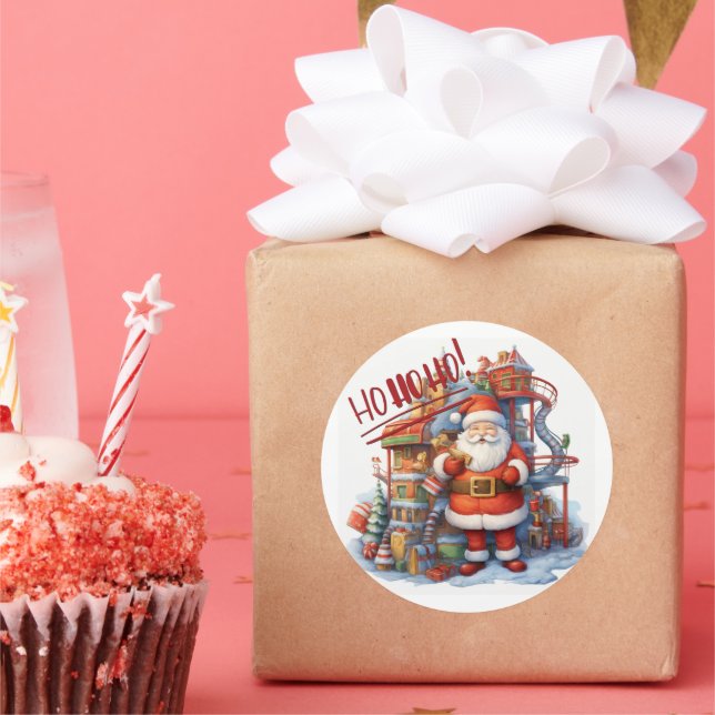 Adesivo Papais noeis em sua fábrica de brinquedos (Festa)