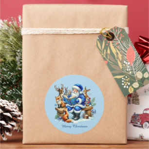 Adesivo Papais noeis festivos azuis de Natal personalizáve