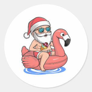 Adesivo Papais noeis Flamingo Floatie Engraçado Natal Em J
