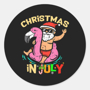 Adesivo Papais noeis Flamingo Floatie Engraçado Natal Em J