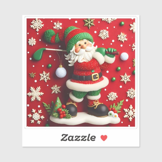 Adesivo Papais noeis jogando golfe no inverno (Folha)