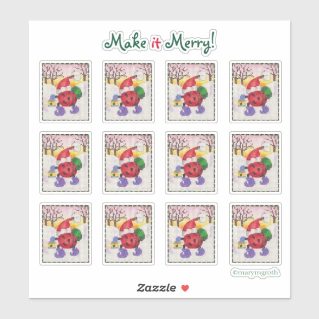 Adesivo Papais noeis Ladybug (Folha)