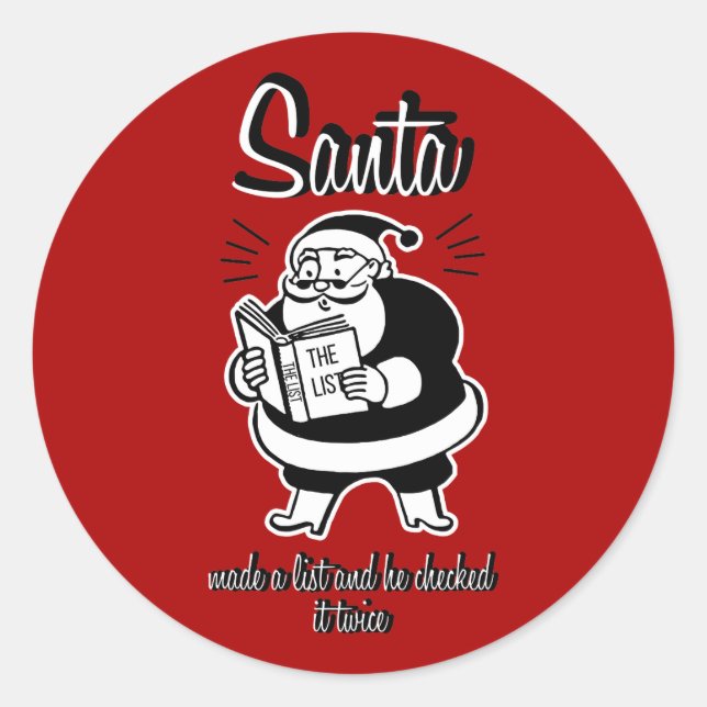 Adesivo Papais noeis Lista de Vinhetas de Natal malvadas o (Frente)