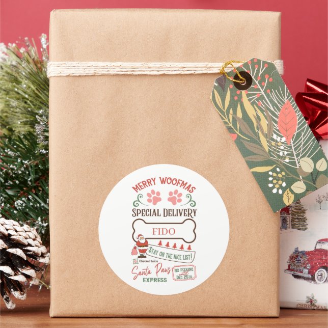 Adesivo Papais noeis natalinos e pás adicionam nome ao cão (Feriado)