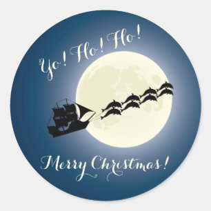 Adesivo Papais noeis navio pirata com golfinhos Feriado de