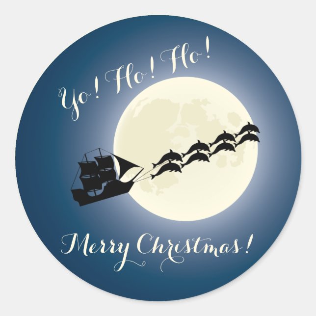 Adesivo Papais noeis navio pirata com golfinhos Feriado de (Frente)