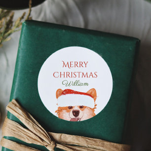 Adesivo  Papais noeis Orange Corgi Feliz Natal Personaliza