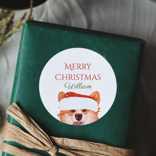 Adesivo Papais noeis Orange Corgi Feliz Natal Personalizad (Criador carregado)