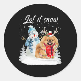 Adesivo Papais noeis Pekingenses Cachorros de Natal Snowma