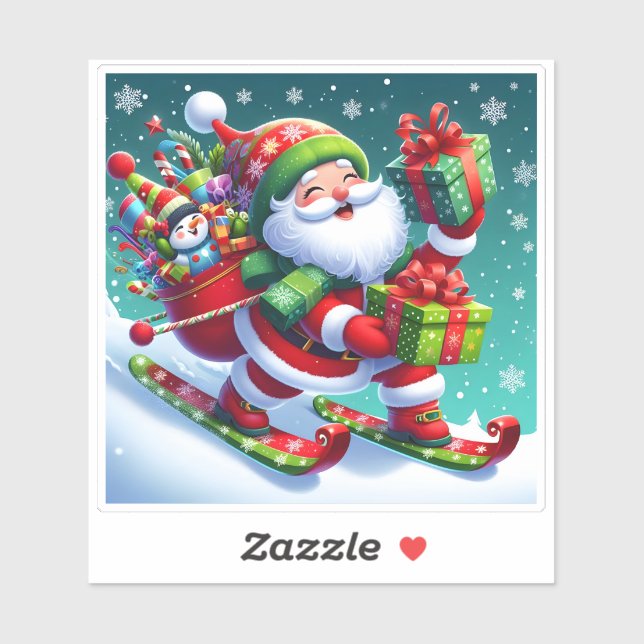 Adesivo Papais noeis Pregando com presentes coloridos (Folha)